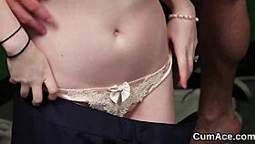 Naughty stunner gulps cum after facial bukkake