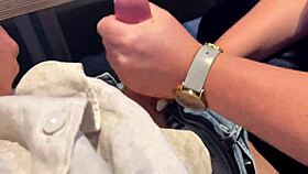 i love this milf's sloppy handjob in public