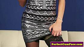 Wow! Stunning UK Milf in Stockings Gets a Massive Facial Cumshot!