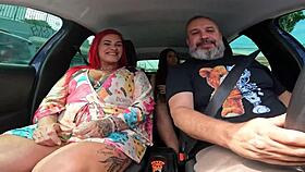 suzan bbw shows off everything while someone on the street tries joining the ride