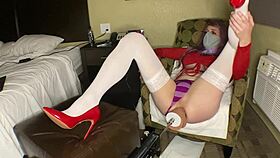 Leggy Shemale In Heels Hollowed By Big Dildo