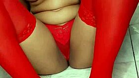 Is this teen 18+ Raissa Conte teasing with her big ass in red lingerie?