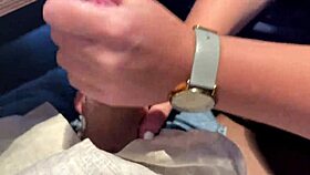 i love this milf's sloppy handjob in public