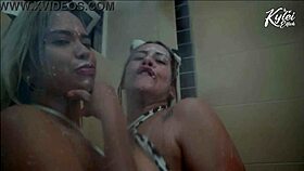Stunning pornstars Kylie Ellish and Ann Rides share a cum shower. They bathe in wild ecstasy.