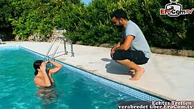 german teen getting fucked by the pool in mallorca 😏