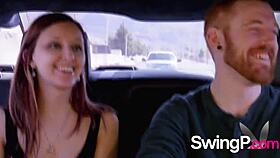 Summer fun with swinger couples in water