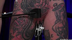 Lezdom Whips Alt Bound Slave With Choking And Deepthroat.