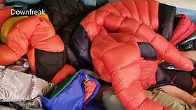 20 Down Jackets In An Inflatable Pool.