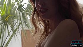 big butt redhead milf erna ohara strips and shows off hairy pussy