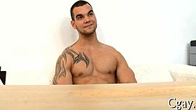 Two guys in nature's garb engage in passionate homosexual sex under the open sky