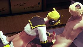 yaoi femboy vocaloid len in hard sex, handjob, blowjob, footjob, threesome, fucking, creampie - sissy crossdresser trap japanese asian manga anime game porn gay 😈🔥