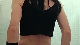 Gay Crossdressing Teen Strokes Cock Solo