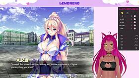 Vtuber Lewdneko dives into harem king with big tits action 😏