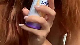 Man, RitaFox the redheaded Russian drills her pussy and anus hard