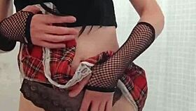 Gay Crossdressing Teen Strokes Cock Solo