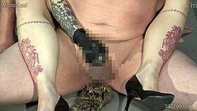 Japanese Femdom Gives Handjob From Behind