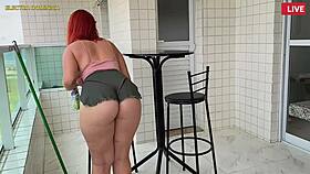 Latina Maid Wears Tight Shorts to Tease with Big Ass