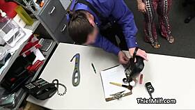 Yo, check these raven-haired thieves sucking cock in the backoffice