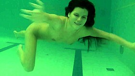 Beautiful Teen 18+ Natalia Kupalka Swimming Naked with Exquisite Body in Pool Underwater.