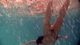 Beautiful Teen 18+ Natalia Kupalka Swimming Naked with Exquisite Body in Pool Underwater.