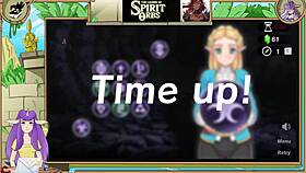 princess zelda gives a blowjob to the hero in this cartoon cumshot scene