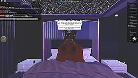 ebony whore rides big black cock in roblox style!