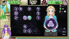 princess zelda gives a blowjob to the hero in this cartoon cumshot scene