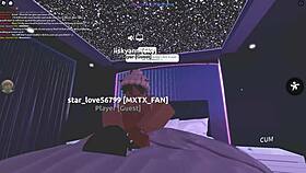 ebony whore rides big black cock in roblox style!