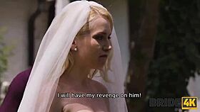 Bride4k runaway groom exposes big tits and shaved pussy in public wedding sex