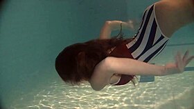 Beautiful Teen 18+ Natalia Kupalka Swimming Naked with Exquisite Body in Pool Underwater.