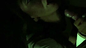 sexy teen flashes pussy and panties in mini skirt before risky blowjob outdoors