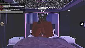 ebony whore rides big black cock in roblox style!