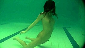 Beautiful Teen 18+ Natalia Kupalka Swimming Naked with Exquisite Body in Pool Underwater.