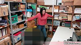 caught shoplifting, cute petite chick faces rough strip search and punishing fuck