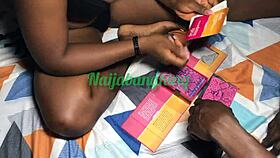 Ebony amateur plays truth and dare with a massive black cock.