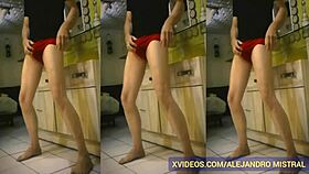 Thin Mature Shows Huge Cock