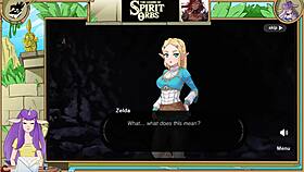 princess zelda gives a blowjob to the hero in this cartoon cumshot scene