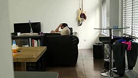 amateur teen gives pov blowjob, fingering herself