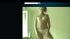 russian teen chats on skype, showing her small tits in underwear
