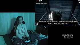 naked brunette with big natural tits and long hair in alan wake playthrough part 7
