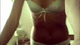 russian teen chats on skype, showing her small tits in underwear