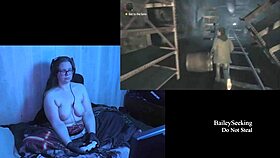 naked brunette with big natural tits and long hair in alan wake playthrough part 7