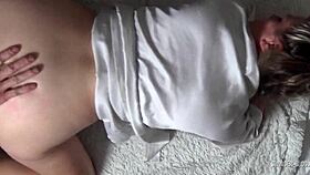 Blonde housewife blowing hubby while friend joins in!