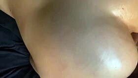 Oiled creamy pussy cums over huge tattooed cock