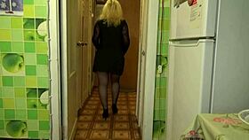 striptease of a hot milf in pantyhose and heels