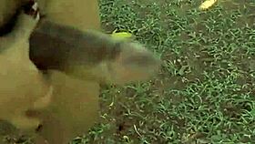 Foxy brunette relaxes outdoors in casual solo moment