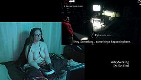 naked brunette with big natural tits and long hair in alan wake playthrough part 7