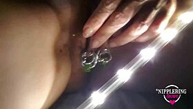 horny wife gets multiple rings in stretched pussy lips 😈