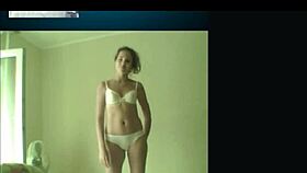 russian teen chats on skype, showing her small tits in underwear