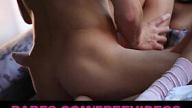 Passionate young couple plays in bed, loving every close-up doggystyle moment. How wild can they get?